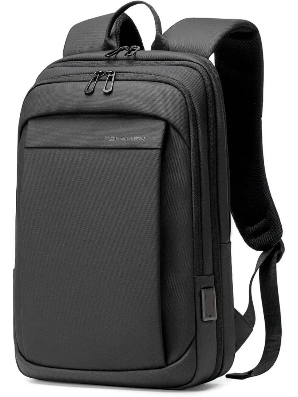 Expandable 17.3 Inch Men's Backpack for Work, Travel, School - Black